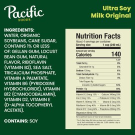 Pacific Foods Original Ultra Soy Milk, Plant Based Milk, 32 oz Carton