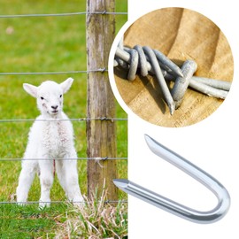 VGOL 200Pcs U-shaped Fence Nails Galvanised Netting Staple U Nail U-Type Galvanised Extra Sharp Fixing Nails Accessories for Wire Netting Fencing