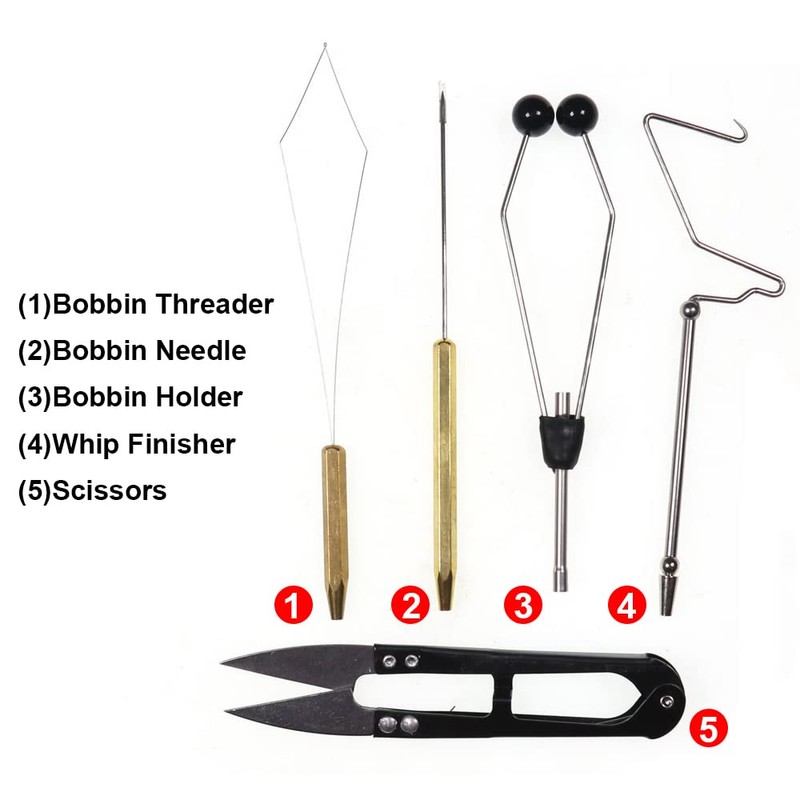 LIXADA Fly Tying Tools Kit 5/6PCS with Fly Tying Vise