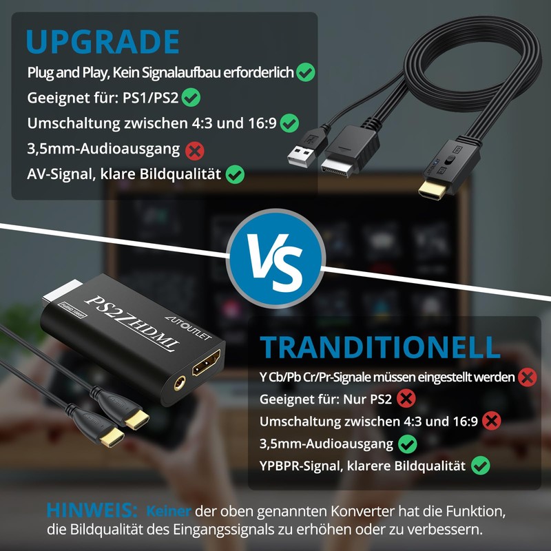 AUTOUTLET PS2 to HDMI Adapter