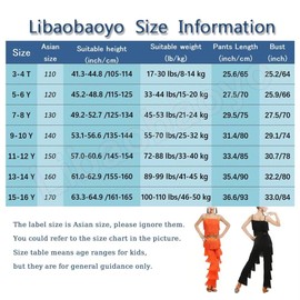 Libaobaoyo Girls 2 Piece Latin Ballroom Dance Outfits Tassel Camisole Fringe Pants Modern Salsa Dancewear (Orange, 11-12 Years)