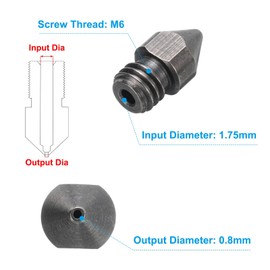 sourcing map 3D Nozzles Kit, 3D Printer MK8 Hardened Steel Wear Resistant Hexagon Nozzles 0.8mm, 5pcs Nozzle Cleaning Needles, with a Socket Wrench and a Tweezer, for 1.75mm Ender3 Series