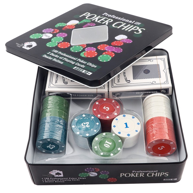 100PCS Poker Chips Cards with Portable Carrying Case for Texas