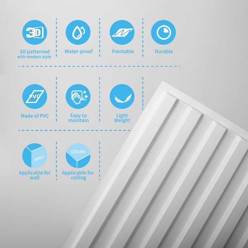 Art3d 6-Pack Slat Design 3D Wall Panels for Interior Wall