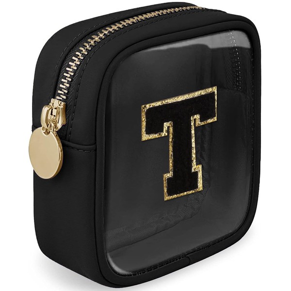 LOFOWN Initial Clear Makeup Bag Small Cosmetic Bag Travel Toiletry