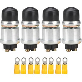 Weasch Weasch 4Pack Push Button Starter Switch, 12V / 24V 50A, Waterproof Push Button Switch, for Car Marine Boat Truck Tractor Engine (4, Black)