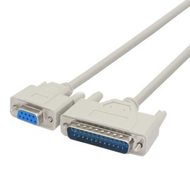 PNGKNYOCN DB9 to DB25 Conversion Cable RS232 Female to DB25 Male Null Modem Serial Parallel Printer Cable for DTE PC Mac Linux Data Transfer Communication (1.5M)