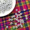 Amaney Letter Beads R 100pcs 7×4mm White Round Acrylic Black