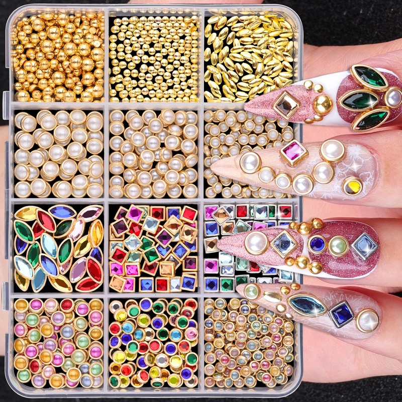 Luxury 3D Nail Charms Rhinestones Bangle Nail Charms and Gems