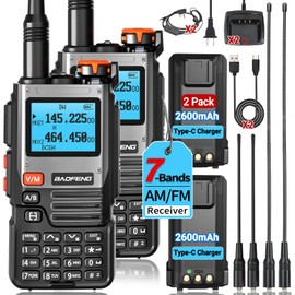 BaoFeng UV-5R Upgrade Ham Radio NA-K61 Ham Radio Handheld Long Range Two Way Radio for Adults Rechargeable K6 Walkie Talkies with VOX USB Charger 2600mAh Battery 771 High Gain Antenna (2 Pack)