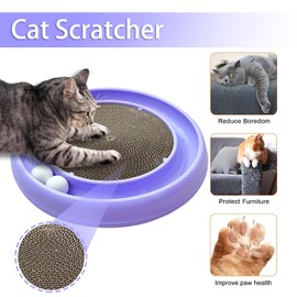 LYCTDD Interactive Cat Ball Track Toy for Indoor Cats, Cat Scratching Board & Exercise Set for Bored Indoor Adult and Kitten Mental & Physical Stimulation, with Spare Ball to Prevent Loss (Purple)