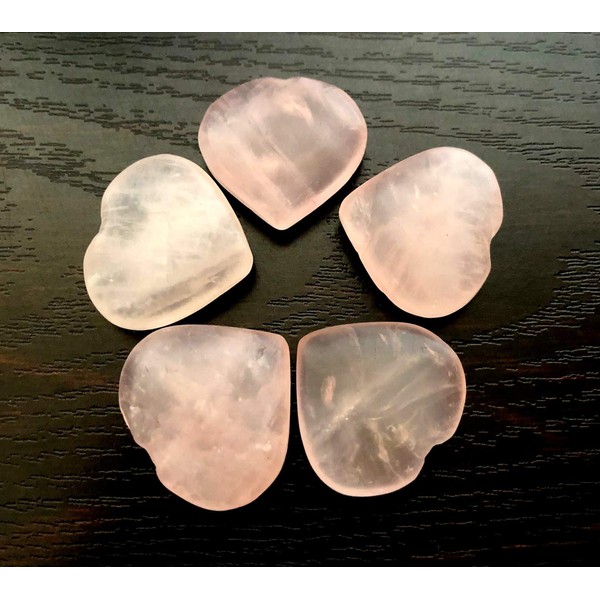 crystalmiracle Five Rose Quartz Hearts Crystal Healing Wellness Reiki Feng Shui Gift Positive Energy Peace Meditation Vaastu Handcrafted Metaphysical Gemstone Love