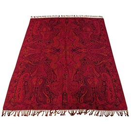 Lorenzo Cana Luxury Jacquard Woven Cotton Blanket with Finest Wool from Merino Lamb, Paisley Blanket Wool Sofa Blanket Picnic Blanket Plaid 140 cm x 200 cm - 96269