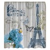 Generic Paris Eiffel Tower Shower Curtain Vintage French Blue Floral