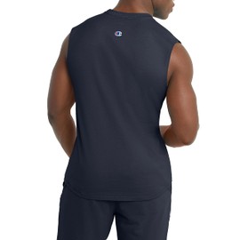 Champion Mens Muscle Tank, Classic Graphic Tee, Sleeveless T-shirt For (Reg. Or Big & Tall), Navy Script, Large US