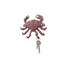 Red Whitewashed Cast Iron Decorative Crab with Six Metal Wall