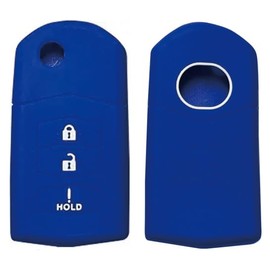 Silicone Key Fob Cover, Keyless Replacement Fit for Mazda MPV 6 Sport Wagon CX7 CX9 Mazda 5 Mazda 3 Mazda 6 5 Door Hatchback Mazda 3 5 Door Mazda 2, 3 Buttons Key Fob Cover Protector (Blue)