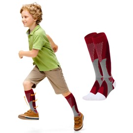 American Trends Red Boys Socks Youth Soccer Socks Red Compression Socks Kids Knee High Socks Red Athletic Socks for Baseball Softball Medium