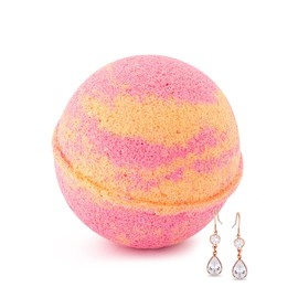 Ivy & Bauble Handmade Aromatherapy Bath Bomb with Surprise Earrings Inside | Fruity Punch Scent | Made in USA | No Paraben, No Preservatives, No Phosphate | Large 10 oz