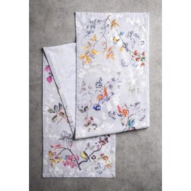 Maison d' Hermine Equinoxe - Grey 100% Cotton Table Runner Farmhouse Tabletop Cover for Home Kitchen Dining Décor Parties Family Dinners Wedding Thanksgiving/Christmas (37cm x 180cm)