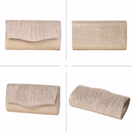 TTPSRY Elegant Evening Bag Women's Clutch Shoulder Bag Small Handbag Bridal Bag with Glitter and Removable Chain, gold