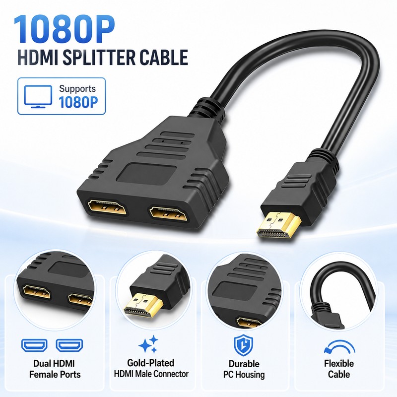 HDMI Splitter Cable for Laptop & TV Display – 1