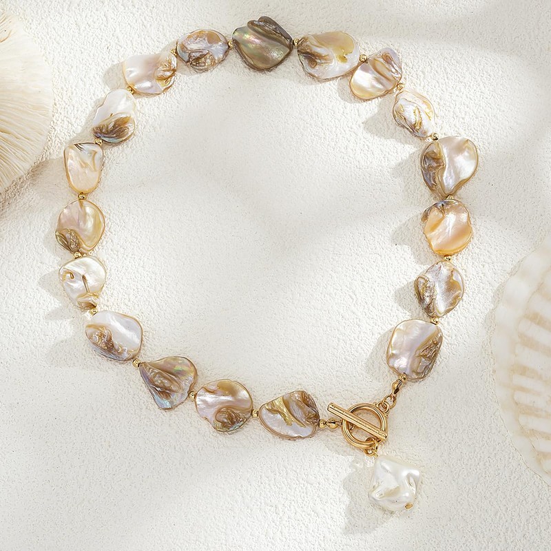 HUGE SWAN Irregular Seashell Choker Necklaces, Chunky Shell Necklace Pendant