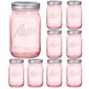 WELLIFE Pink Mason Jars 32 oz,9 Pack Wide Mouth Mason