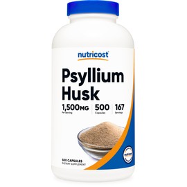 Nutricost Psyllium Husk 1500mg Per Serving, 500 Capsules - Non-GMO & Gluten Free