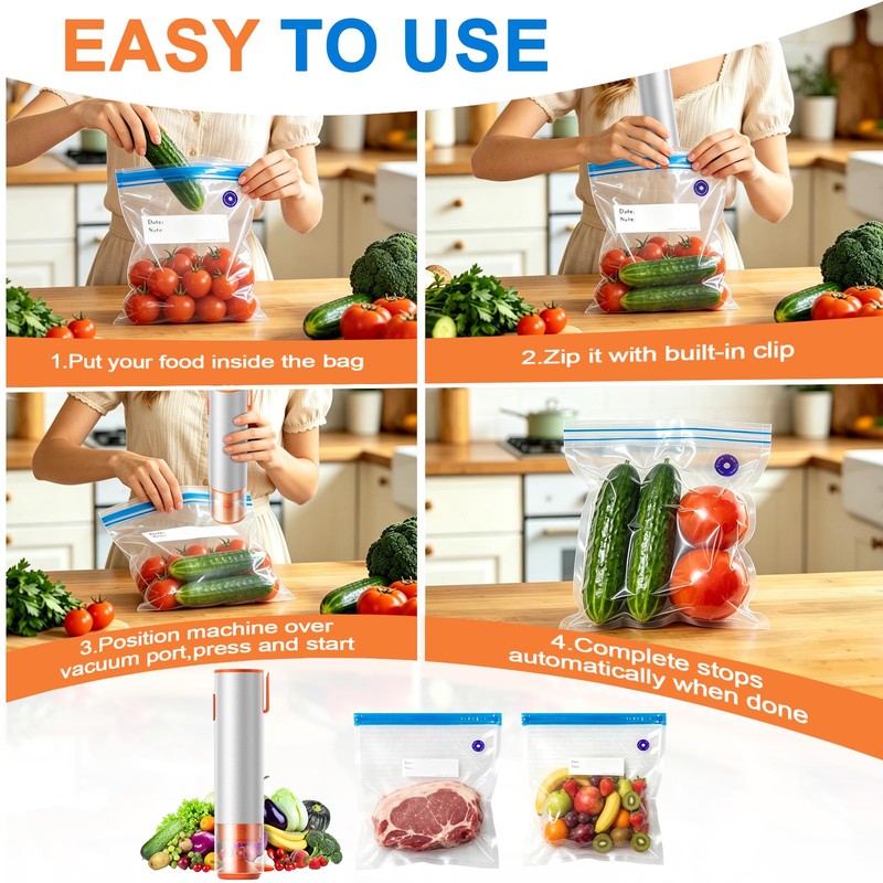 KOSGHO Handheld Vacuum Sealer for Food, 4-IN-1 Compact Food Vacuum