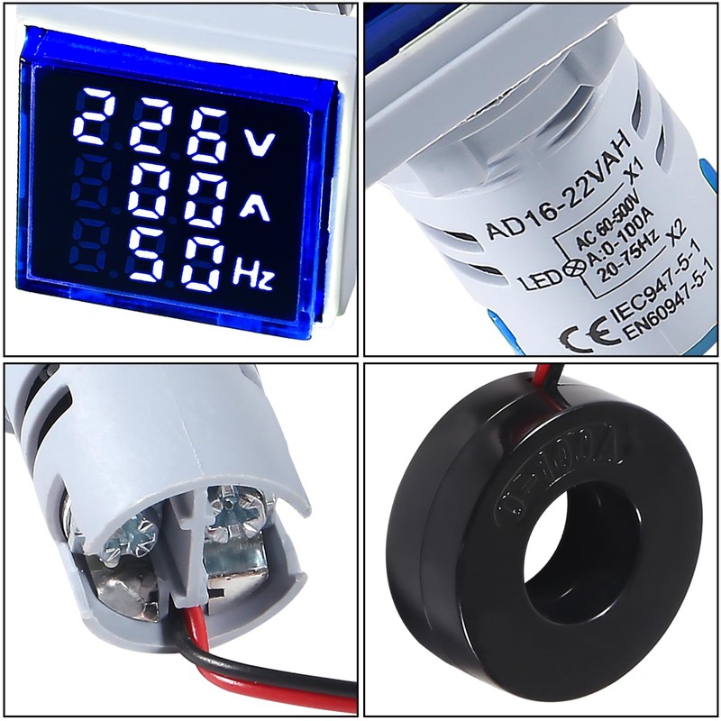 Alinan 3 in 1 60-500V 0-100A AC Digital Ammeter Voltmeter,