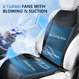 FLORICH Cooling Car Seat Covers with 8 Turbo Fans Car Seat Cooling Pad with Blowing & Suction 12V-24V Ventilated Seat Cover 3-Speed Adjustable Cooling Seat Cushion Universal Fit for Car SUV Truck Van