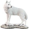9.5 Inch Wolf on Snowy Ground Looking Back Statue Figurine, White