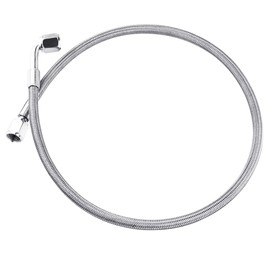 24 Inch Length 4AN Turbo Oil Feed Line Stainless Steel Braided 90 Degree Straight Hose End Pressure 551871 Remote Turbocharger Sensor Turbo Oil Inlet Pipe Silver