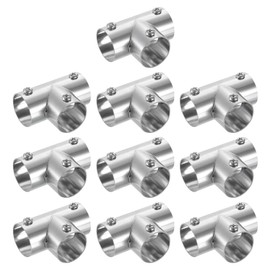 uxcell 10Pcs 3-Way Pipe Fitting Connector, Fit 1 Inch(25mm) OD Pipe Stainless Steel Structural Pipe Connector Chain Link Fence Clamp