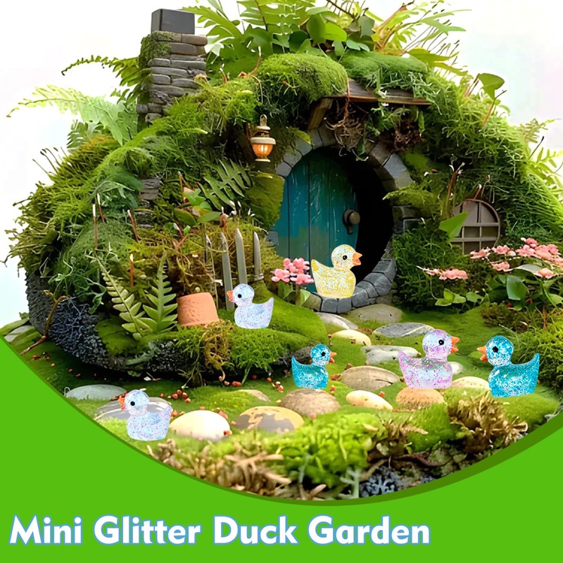 200Pcs Mini Ducks, Mini Resin Ducks Cute Glitter Little Ducks