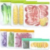 8 Pack Silicone Bags Reusable Storage Silicone Ziplock Bags-3 Reusable Gallon Fr