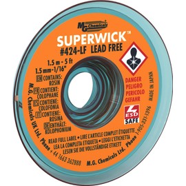 MG Chemicals 424-LF Fine Braid Super Wick™ Desoldering Braid for Unleaded Solder, 1.5 m Length x 1.5 mm Width