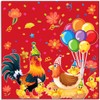 100 Pack Red Rooster Party Napkins 6.5 x 6.5 Inch