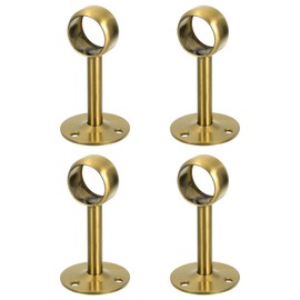 sourcing map 4 Pcs 0.98 Inch Curtain Rod Holder, Ceiling Mount Pipe Flange Socket, Stainless Steel Closet Rod Bracket, Gold