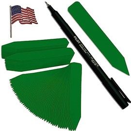 TAGKRAFTERS 5" x 5/8" Dark Green Premium Pot Stakes with Marker - 200 Pcs - Plastic Plant Tags and Labels - Nursery Garden Tree Labels Waterproof Writeable | Made in The USA |