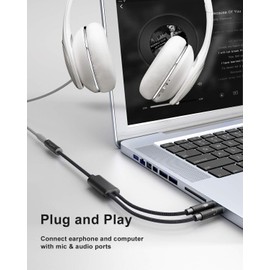 Froggen Audio Y Splitter Adapter, 3.5 mm Female to Double 3.5 mm Jack Plug (Headset and Microphone) Headset Splitter Audio Adapter for Headset/Desktop/Laptop