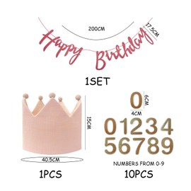 NXPWRC 1 Birthday Banner And 1 Set Of Birthday Hats, Children'S Birthday Party Decorations, Photo Props, Birthday Party Scene Decoration, Party Supplies