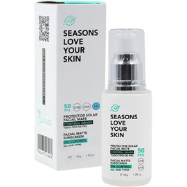 Protector Solar Facial FPS50 Efecto Mate Control Grasa 45g | Contiene Niacinamida, ideal para piel Mixta a Grasa | Oil Control | Seasons Love Your Skin