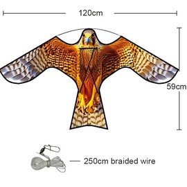 HENGDA KITE Bird Hawk Flying Kite Without Pole for Crops Farm Protector Bird Scarer Flying Kite Without Pole Yellow