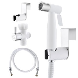 Purrfectzone Bidet Sprayer for Toilet, Bidet Sprayer for Feminine Wash, Premium Stainless Steel Jet Spray for Toilet, Wall-Mounted or Toilet Tank Mounted - White/Chrome