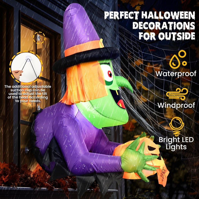 Solpex Halloween Inflatable Decoration, Inflatable Witch decoration with Pumpkin, 135cm/