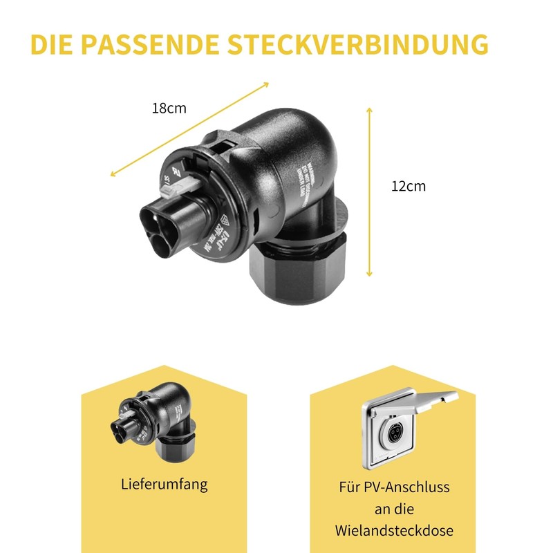 Avoltik 3-pin Wieland socket for balcony power plant, 90° angled