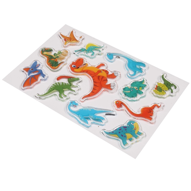 Dinosaur Gel Sticker Set, 3D Stickers for Children, Dinosaur, 12