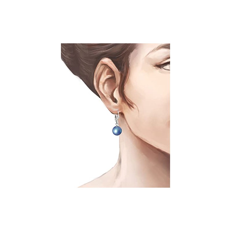 Schöner-SD Pearl Earrings 925 Silver Drop Earrings Pearl 10 mm,